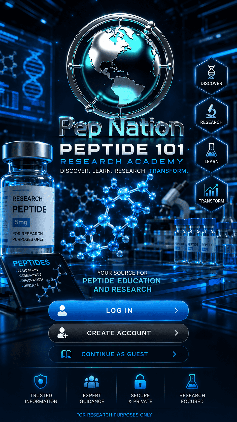 Pep Nation Lab Research Academy - Wholesale Research-Grade Peptides For Qualified Researchers. Research Use Only.